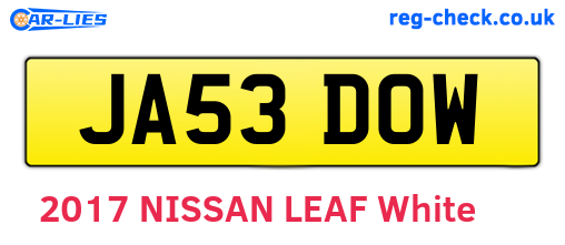 JA53DOW are the vehicle registration plates.