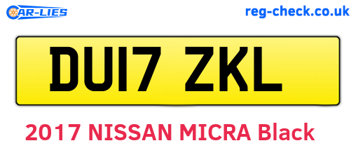 DU17ZKL are the vehicle registration plates.