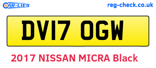 DV17OGW are the vehicle registration plates.