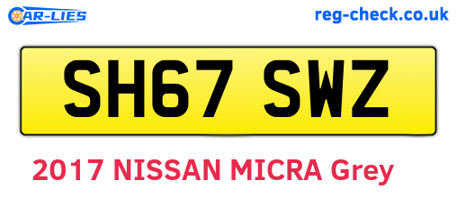 SH67SWZ are the vehicle registration plates.