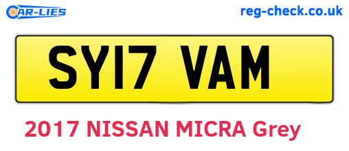 SY17VAM are the vehicle registration plates.