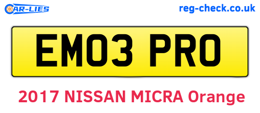 EM03PRO are the vehicle registration plates.