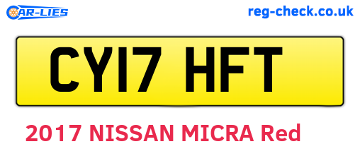 CY17HFT are the vehicle registration plates.