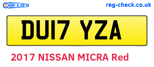 DU17YZA are the vehicle registration plates.
