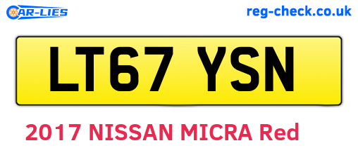 LT67YSN are the vehicle registration plates.