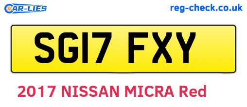 SG17FXY are the vehicle registration plates.