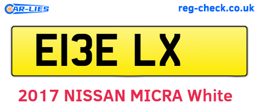 E13ELX are the vehicle registration plates.