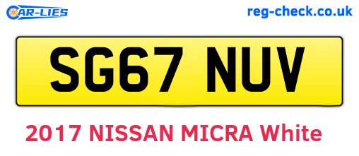SG67NUV are the vehicle registration plates.