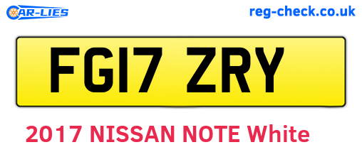 FG17ZRY are the vehicle registration plates.
