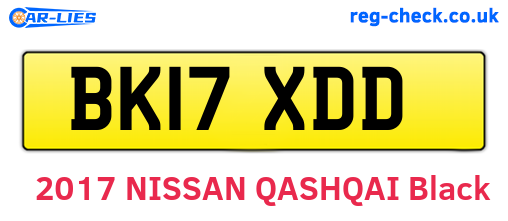 BK17XDD are the vehicle registration plates.