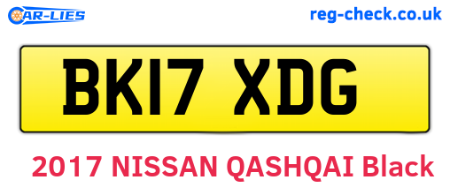 BK17XDG are the vehicle registration plates.