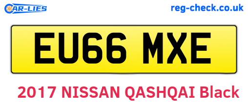 EU66MXE are the vehicle registration plates.