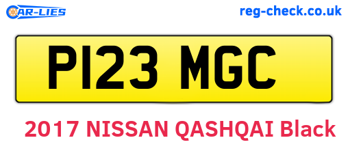 P123MGC are the vehicle registration plates.