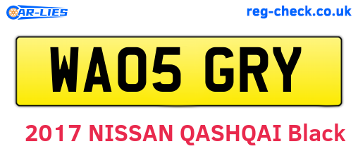 WA05GRY are the vehicle registration plates.