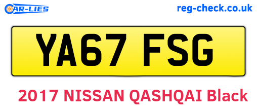 YA67FSG are the vehicle registration plates.