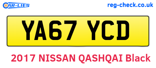 YA67YCD are the vehicle registration plates.