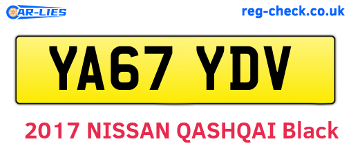 YA67YDV are the vehicle registration plates.