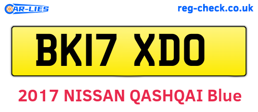 BK17XDO are the vehicle registration plates.