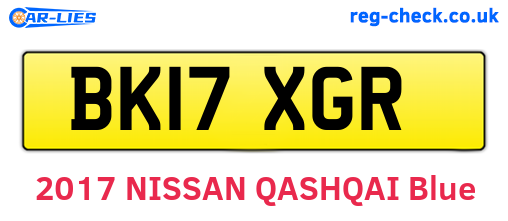 BK17XGR are the vehicle registration plates.