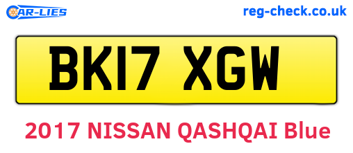 BK17XGW are the vehicle registration plates.