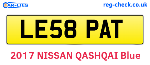 LE58PAT are the vehicle registration plates.