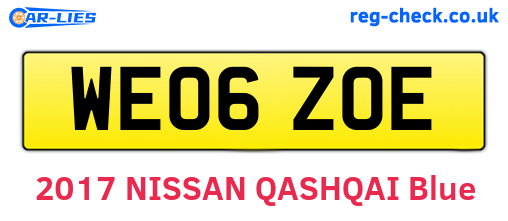 WE06ZOE are the vehicle registration plates.