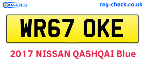 WR67OKE are the vehicle registration plates.