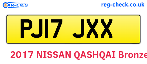 PJ17JXX are the vehicle registration plates.