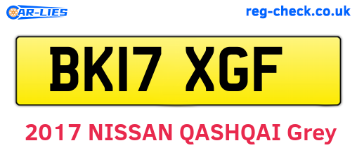 BK17XGF are the vehicle registration plates.