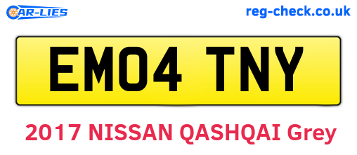 EM04TNY are the vehicle registration plates.