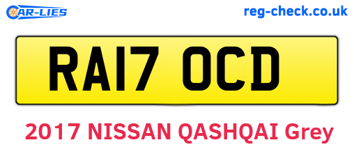 RA17OCD are the vehicle registration plates.