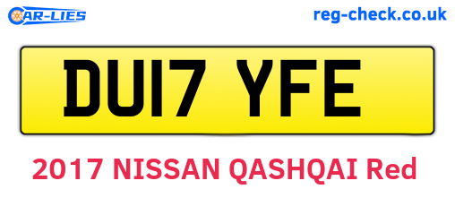 DU17YFE are the vehicle registration plates.