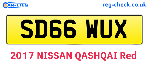 SD66WUX are the vehicle registration plates.