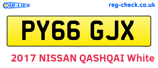 PY66GJX are the vehicle registration plates.