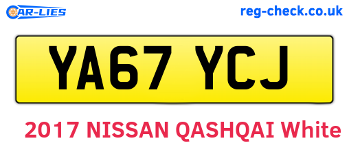 YA67YCJ are the vehicle registration plates.