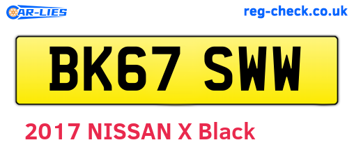BK67SWW are the vehicle registration plates.