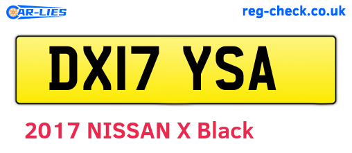 DX17YSA are the vehicle registration plates.