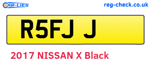 R5FJJ are the vehicle registration plates.