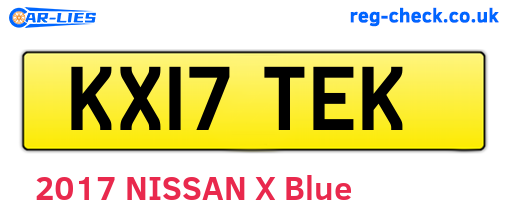 KX17TEK are the vehicle registration plates.