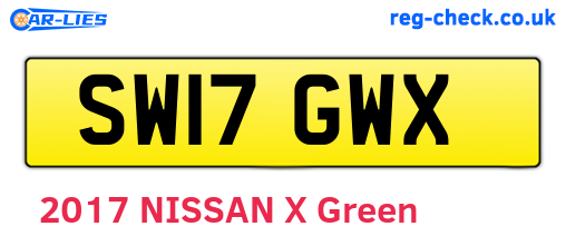 SW17GWX are the vehicle registration plates.