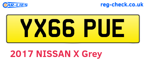 YX66PUE are the vehicle registration plates.