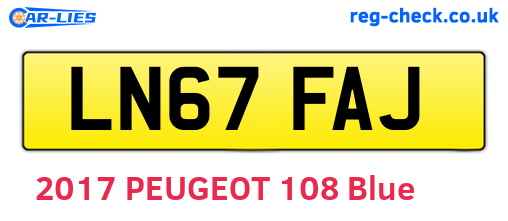 LN67FAJ are the vehicle registration plates.