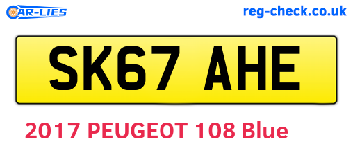 SK67AHE are the vehicle registration plates.