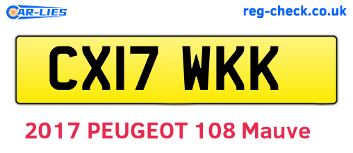CX17WKK are the vehicle registration plates.