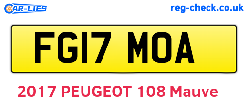 FG17MOA are the vehicle registration plates.