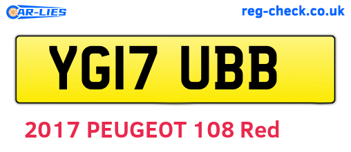 YG17UBB are the vehicle registration plates.