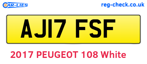 AJ17FSF are the vehicle registration plates.