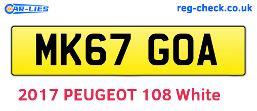 MK67GOA are the vehicle registration plates.