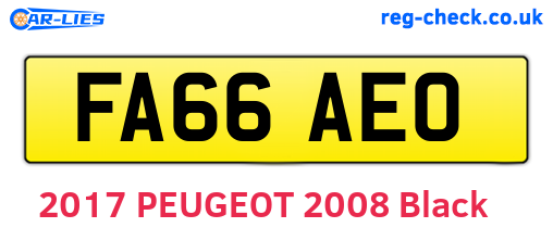FA66AEO are the vehicle registration plates.