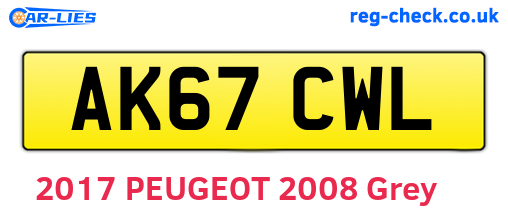 AK67CWL are the vehicle registration plates.